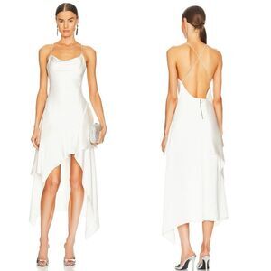 Alice + Olivia NWT EVANA  Asymmetrical Dress In Ecru Size 2